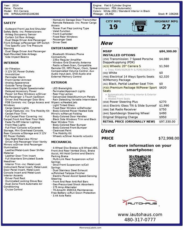 used 2014 Porsche 911 car, priced at $71,997