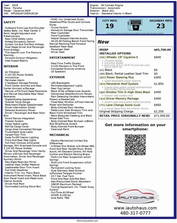 used 2019 Porsche Cayenne car, priced at $35,500