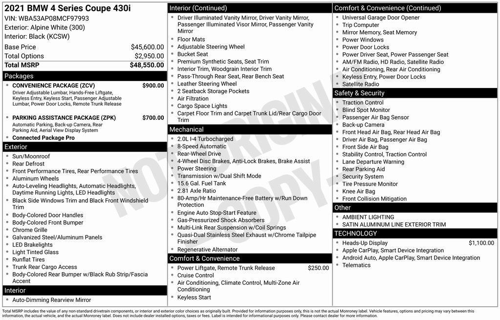 used 2021 BMW 430 car, priced at $29,998