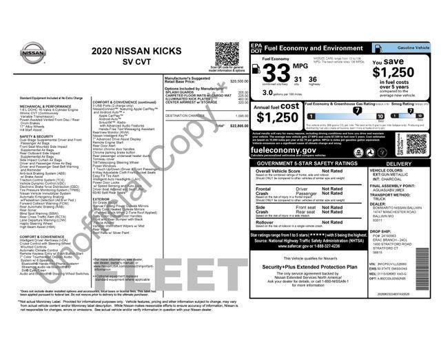 used 2020 Nissan Kicks car, priced at $14,995