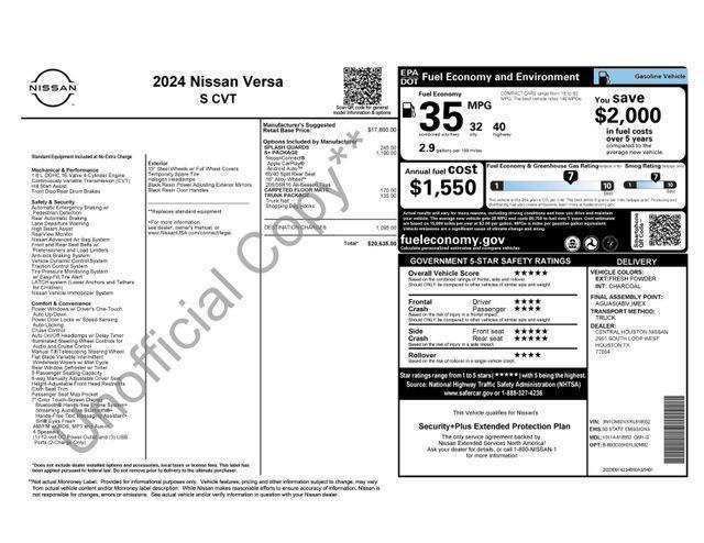 used 2024 Nissan Versa car, priced at $15,995