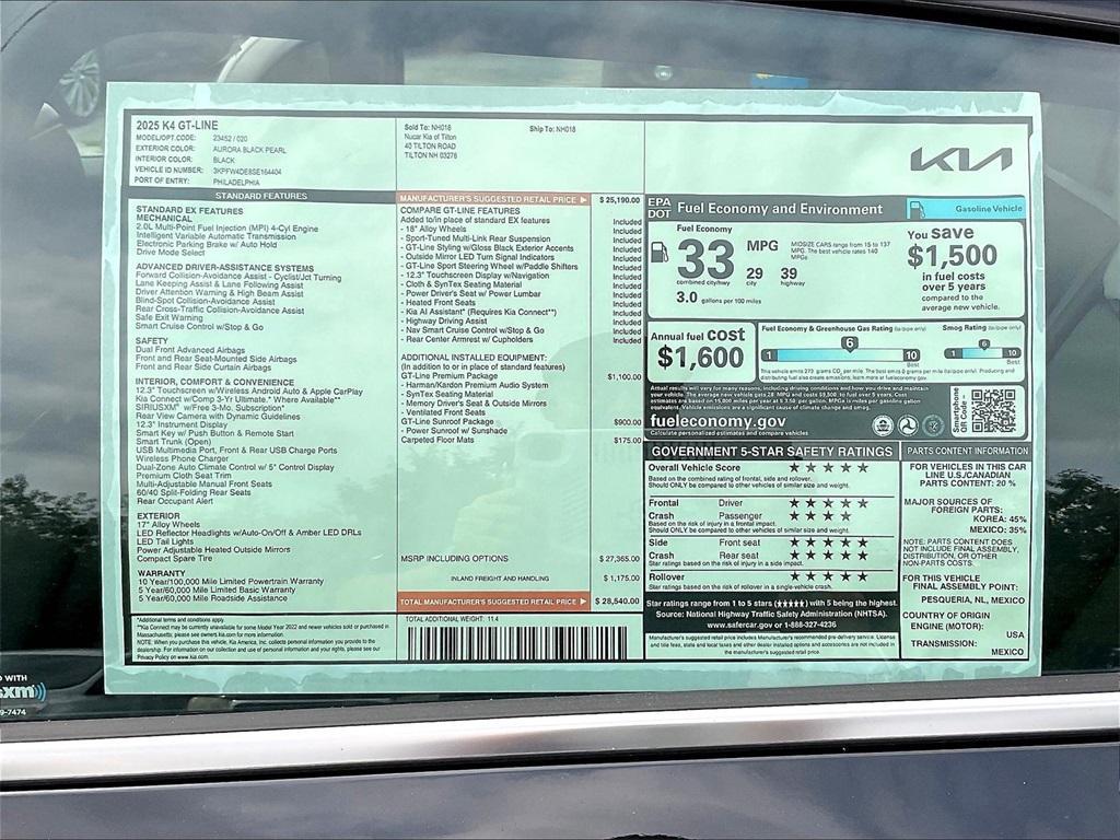 new 2025 Kia K4 car, priced at $25,939