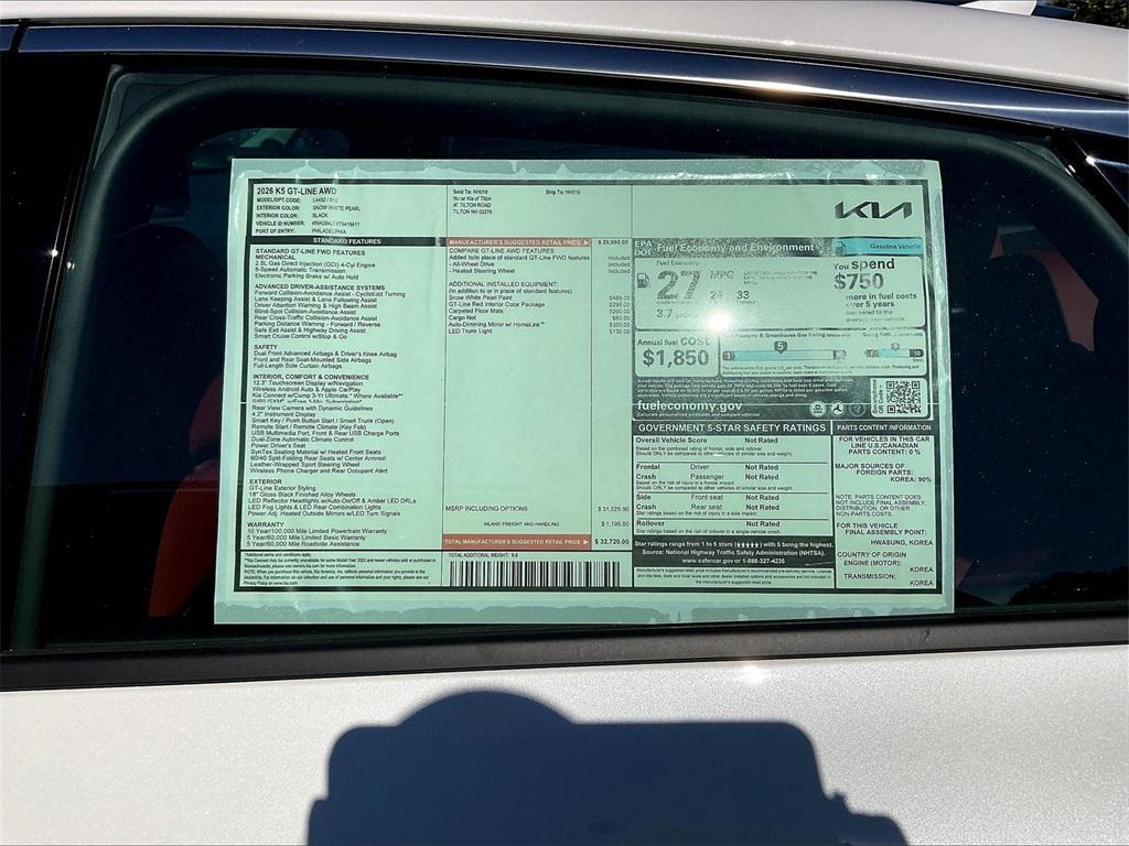 new 2026 Kia K5 car, priced at $31,220