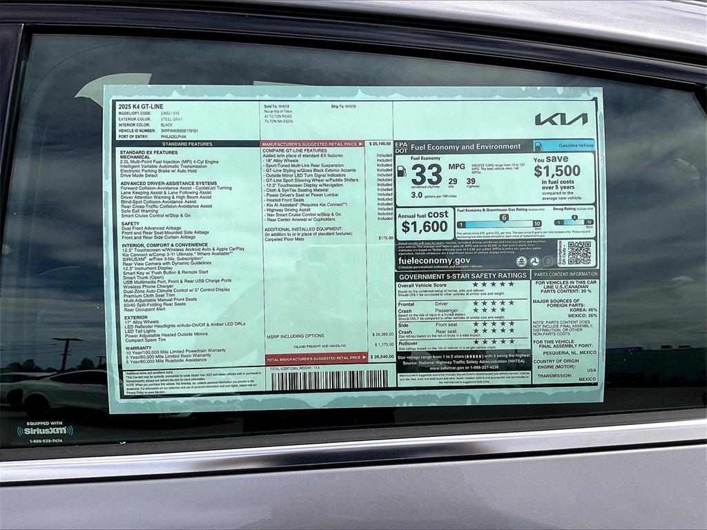 new 2025 Kia K4 car, priced at $23,939