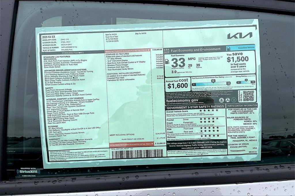 new 2025 Kia K4 car, priced at $23,565