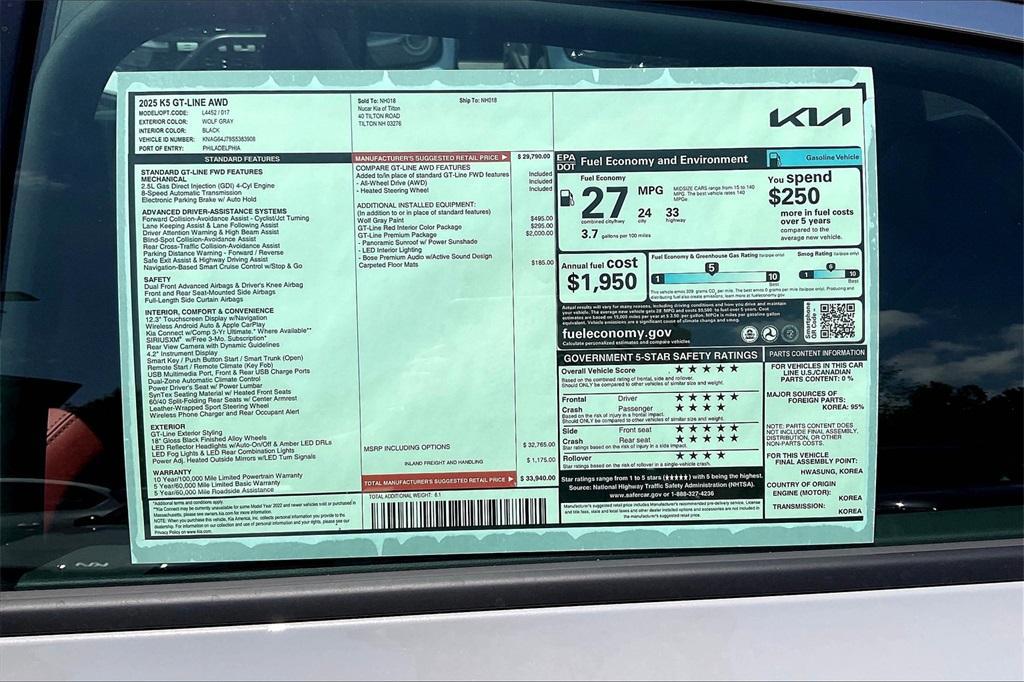 new 2025 Kia K5 car, priced at $31,715