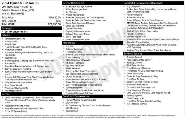 used 2024 Hyundai Tucson car, priced at $21,995