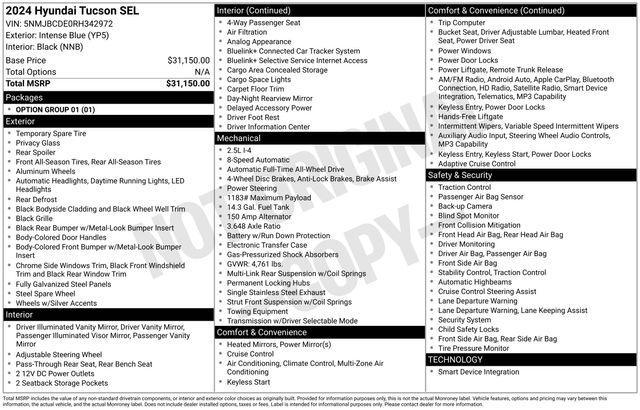 used 2024 Hyundai Tucson car, priced at $20,680