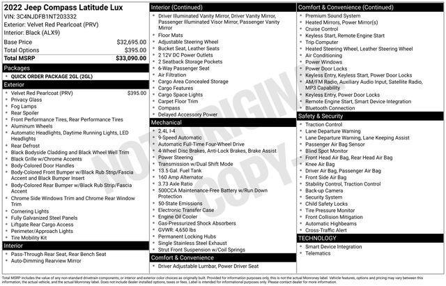 used 2022 Jeep Compass car, priced at $22,995