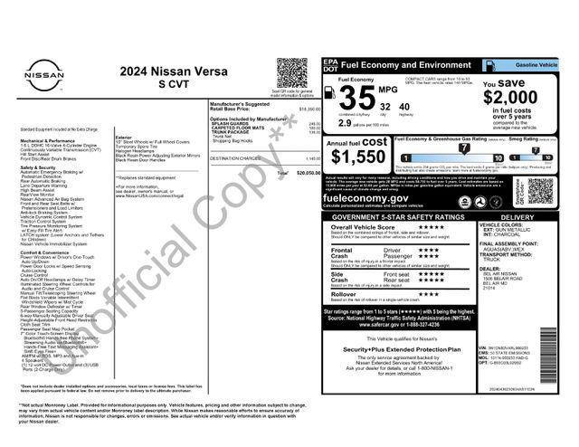 used 2024 Nissan Versa car, priced at $15,944
