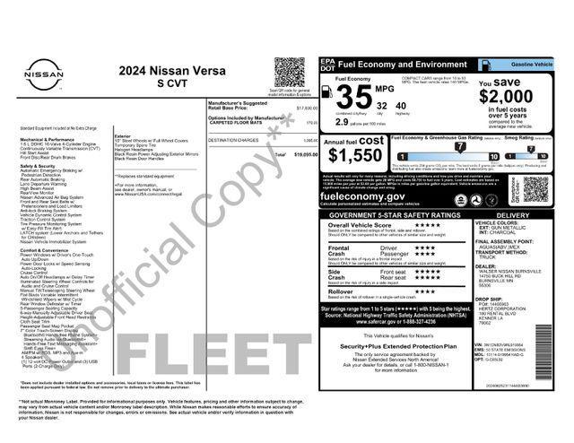 used 2024 Nissan Versa car, priced at $15,480