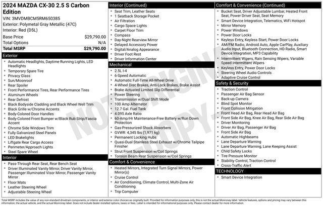 used 2024 Mazda CX-30 car, priced at $24,995