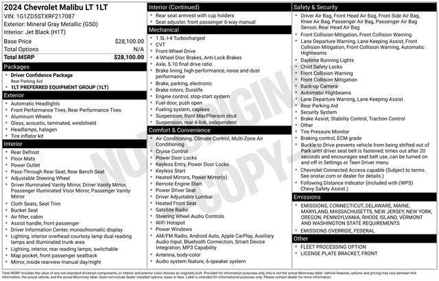used 2024 Chevrolet Malibu car, priced at $17,700