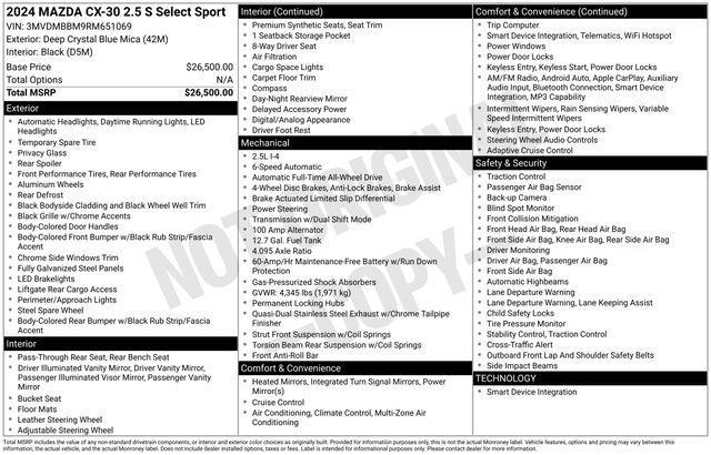 used 2024 Mazda CX-30 car, priced at $21,944