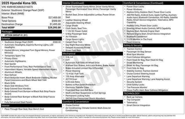 used 2025 Hyundai Kona car, priced at $21,944