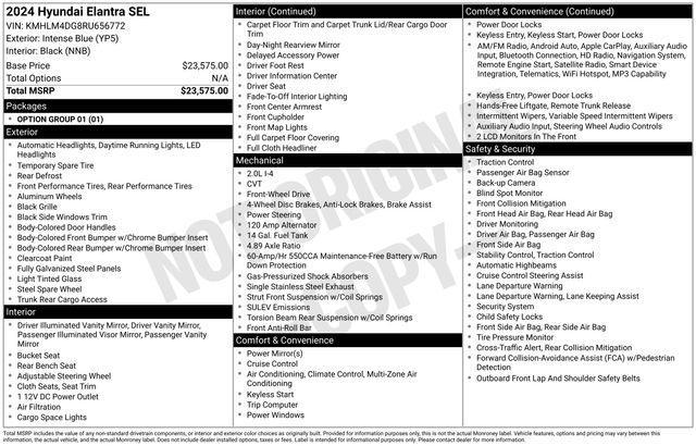 used 2024 Hyundai Elantra car, priced at $18,700