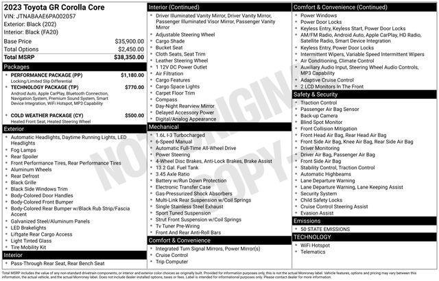 used 2023 Toyota GR Corolla car, priced at $32,995