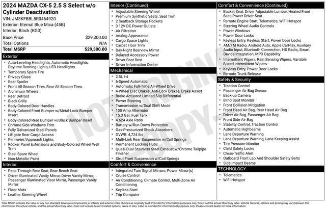 used 2024 Mazda CX-5 car, priced at $25,995