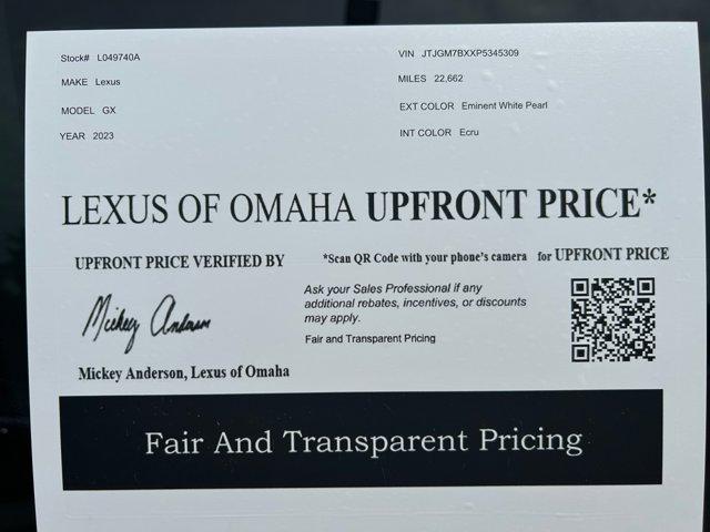 used 2023 Lexus GX 460 car, priced at $66,400