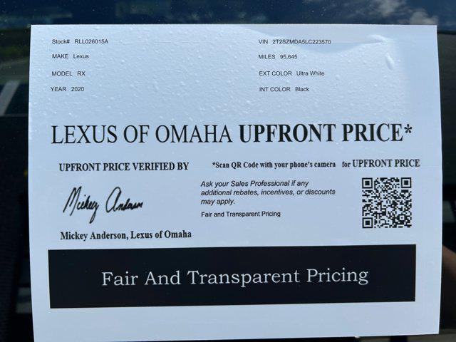 used 2020 Lexus RX 350 car, priced at $32,900