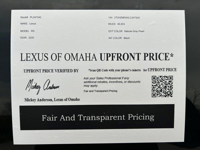 used 2020 Lexus RX 350 car, priced at $32,000