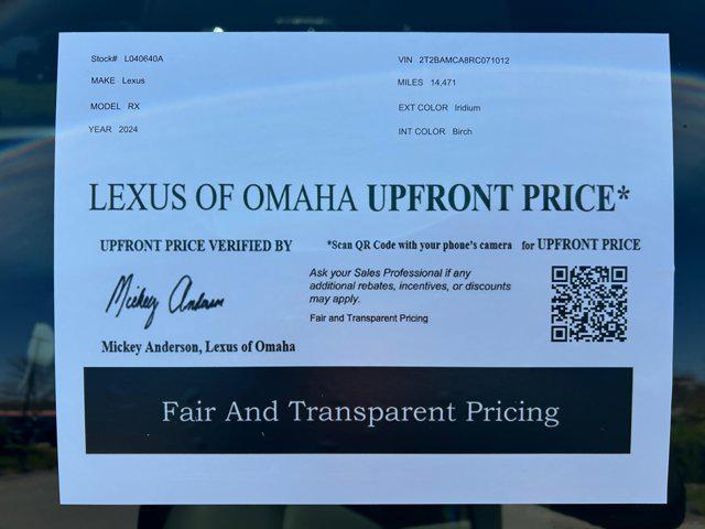 used 2024 Lexus RX 350 car, priced at $54,800