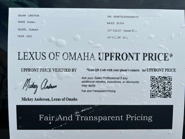 used 2022 Subaru Outback car, priced at $31,500