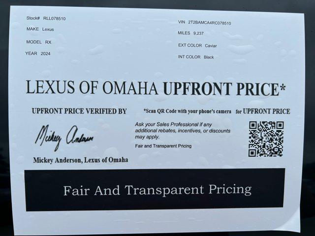 used 2024 Lexus RX 350 car, priced at $57,000