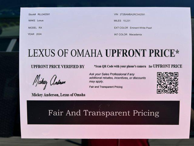 used 2024 Lexus RX 350 car, priced at $52,900