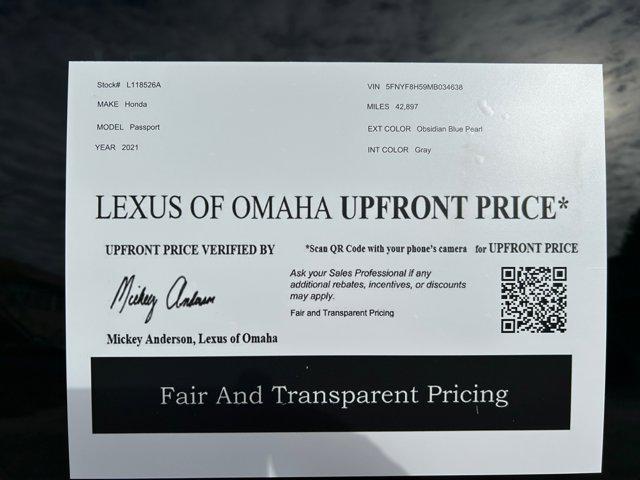 used 2021 Honda Passport car, priced at $27,300