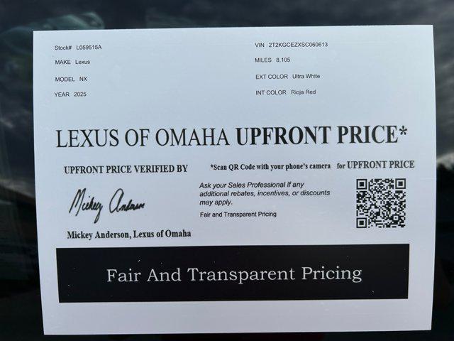 used 2025 Lexus NX 350 car, priced at $49,700
