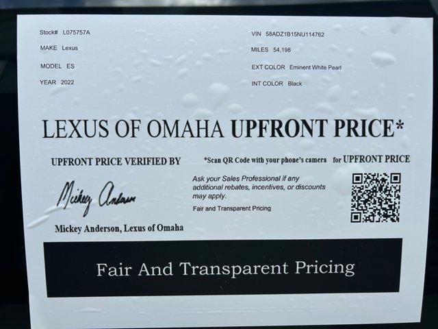 used 2022 Lexus ES 350 car, priced at $36,000