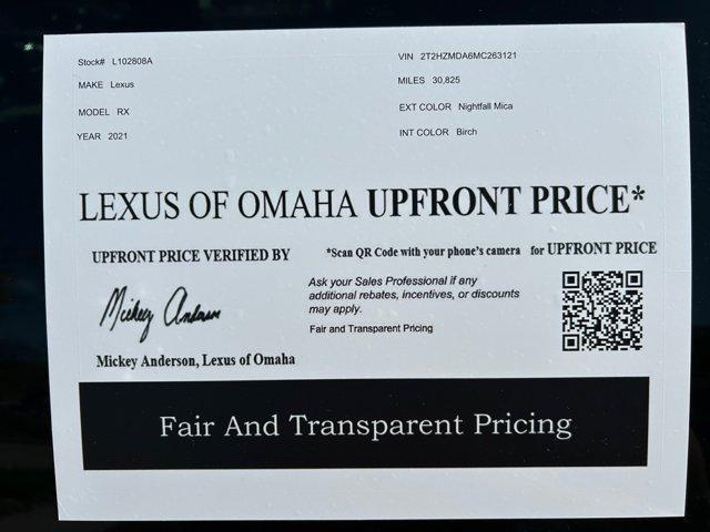 used 2021 Lexus RX 350 car, priced at $41,900