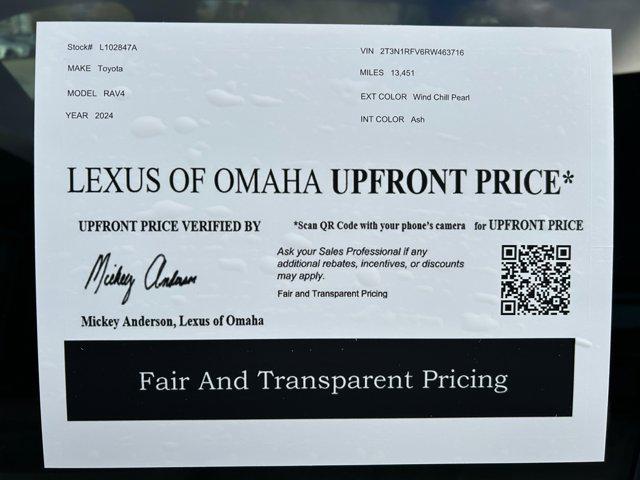 used 2024 Toyota RAV4 car, priced at $38,250