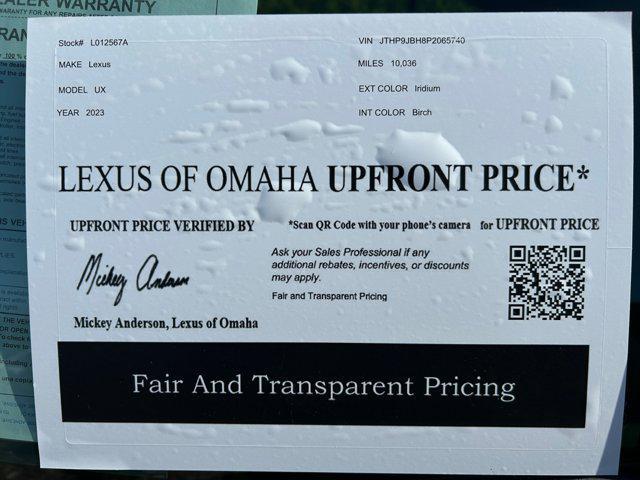 used 2023 Lexus UX 250h car, priced at $36,000