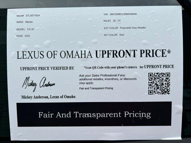 used 2022 Mazda CX-30 car, priced at $25,000