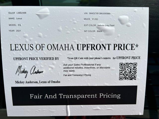 used 2021 Lexus ES 350 car, priced at $35,000