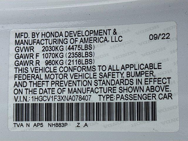 used 2022 Honda Accord car, priced at $24,487