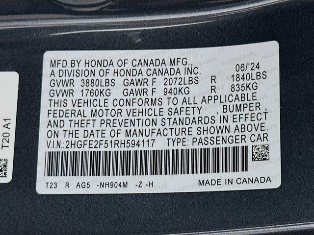 used 2024 Honda Civic car, priced at $23,796