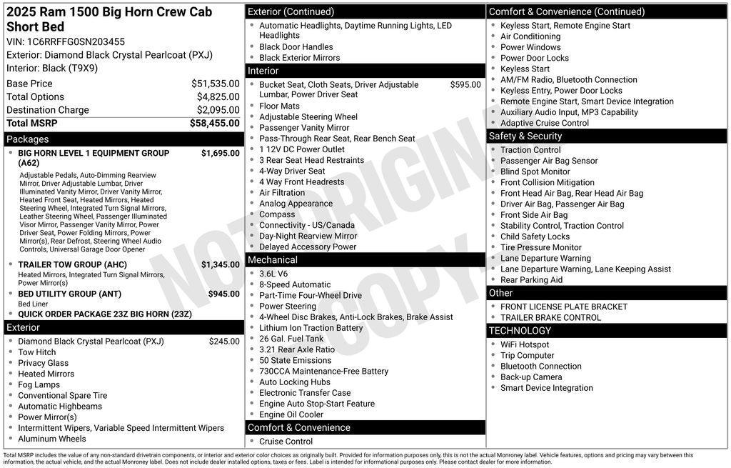 new 2025 Ram 1500 car, priced at $44,582