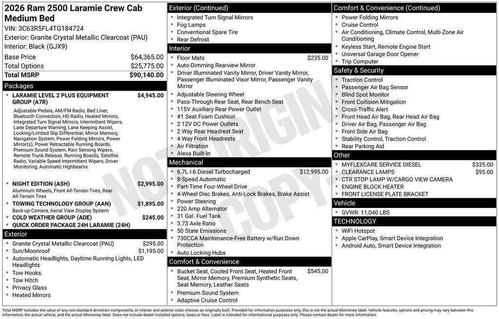 new 2026 Ram 2500 car, priced at $81,000