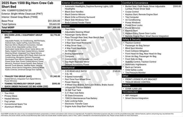 new 2025 Ram 1500 car, priced at $40,500