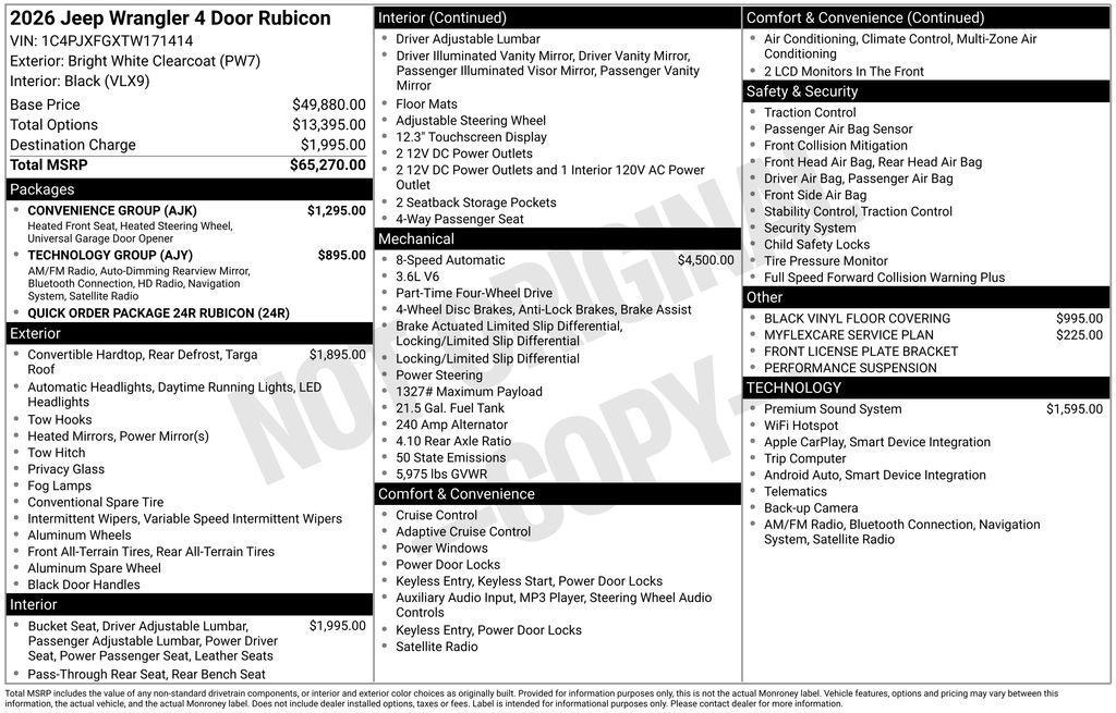new 2026 Jeep Wrangler car, priced at $57,243