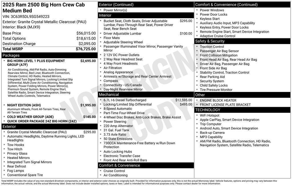 new 2025 Ram 2500 car, priced at $64,994