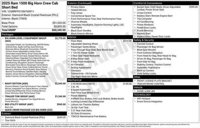 new 2025 Ram 1500 car, priced at $51,010