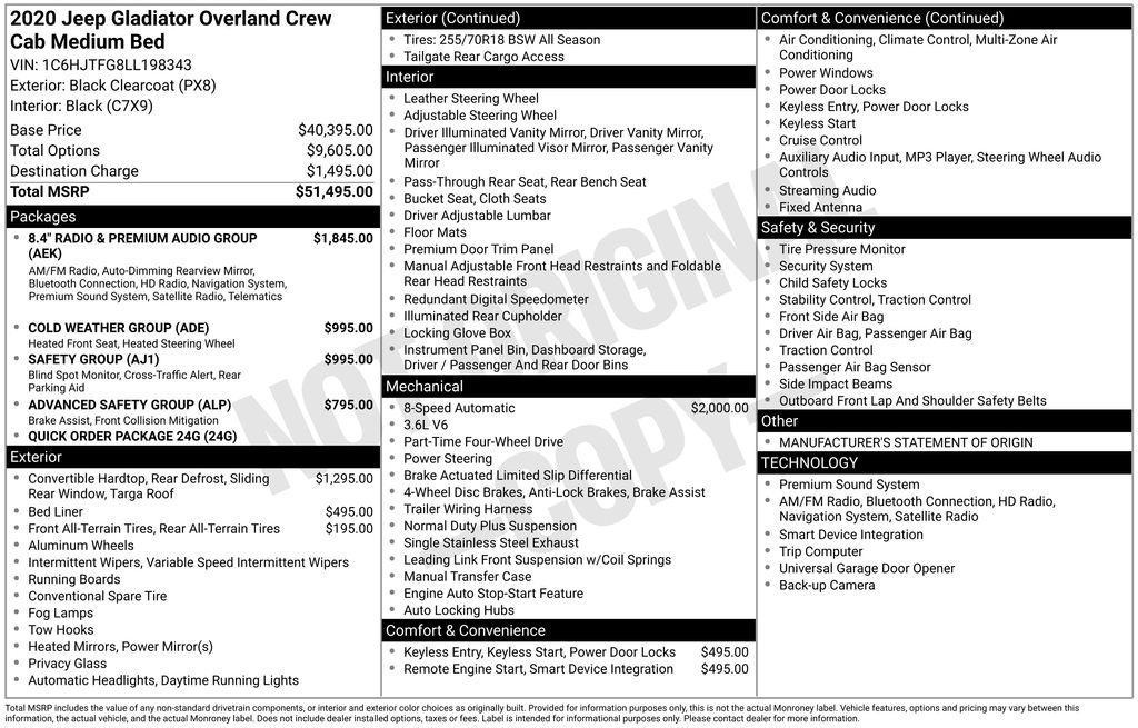 used 2020 Jeep Gladiator car, priced at $27,106