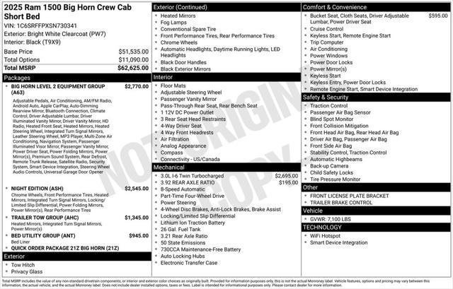 new 2025 Ram 1500 car, priced at $49,500