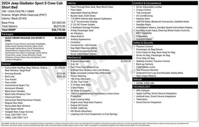used 2024 Jeep Gladiator car, priced at $39,850