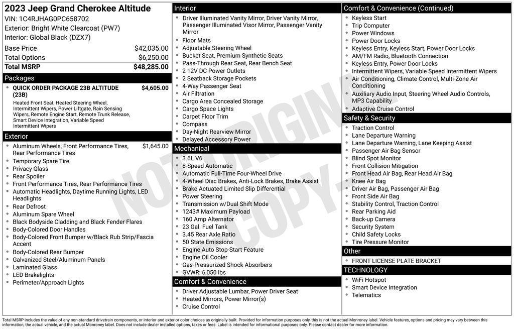 used 2023 Jeep Grand Cherokee car, priced at $29,500