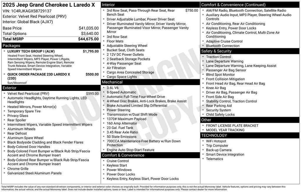 new 2025 Jeep Grand Cherokee L car, priced at $38,570